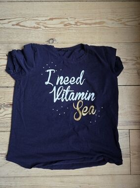 Avon Navy Blue Graphic Tee “I Need Vitamin Sea” XL